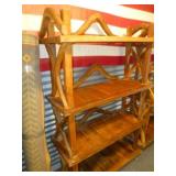 Custom Vintage Hickory Wood Open Book Shelf