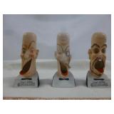 3pc Shafer & Vater 'Smoking Head' Ashtrays