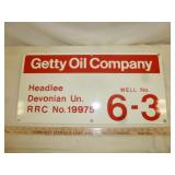 Getty Oil Co. Vintage Porcelain Metal Well ID Sign