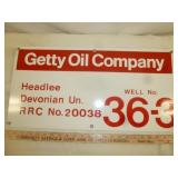 Getty Oil Co. Vintage Porcelain Metal Well ID Sign
