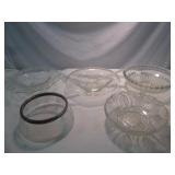 5pc Crystal & Glass Vintage Center Bowls