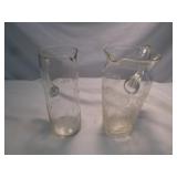 2pc Vintage Etched Crystal & Glass Pitchers