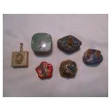 6pc Miniature Vintage Pill Boxes / Trinket Boxes