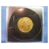 1881-S $5 US Liberty Head Half Eagle Gold Coin