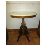 Antique Walnut & Marble Victorian Parlor Table