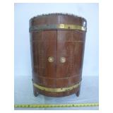 Mid Century Asian Round Wood Drum Table