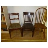 3pc Vintage Wood Side Chairs / Dining Chairs