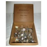 40pc Souvenir Spoon Collection in Wood Cigar Box
