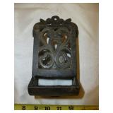 Mid Century Cast Iron Wall Match Box Holder