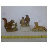 3pc Hand Painted Porcelain Animal Figures