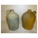 2pc Antique Stone Ware 1 Gallon Glazed Jugs