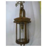 Vintage Brass & Glass Hanging Ship's Pendant Light