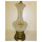 Mid Century Frosted Glass & Brass Table Lamp