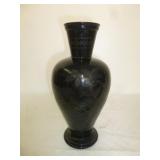Antique Guest Brothers Etched Obsidian Glass Vase