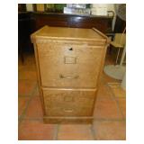2 Drawer Oak Finish Wood File Cabinet