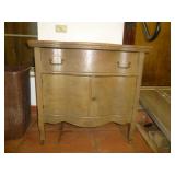 Vintage Wave Front Oak Top Wood Wash Stand