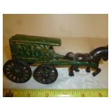 Vintage US Mail Cast Iron Horse Drawn Wagon Toy