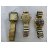 3pc 1950's Men's Wrist Watches - Omega, Bulova