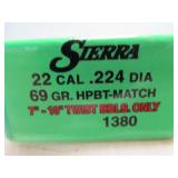 Sierra 22 Cal 69gr HP BT Match Reloading Bullets