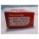 Hornady 9mm 115gr FMJ Reloading Bullets - 100ct