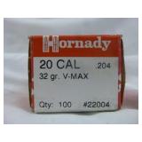 Hornady 20 Caliber 32gr V-Max Reloading Bullets