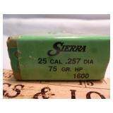 Sierra 25 Caliber 75gr HP Reloading Bullets 100pc