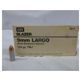 CCI Blazer 9mm Largo 124gr FMJ Ammunition - 50rds
