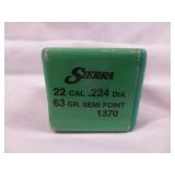 Sierra Varminter 22 Cal 63gr SP Reloading Bullets