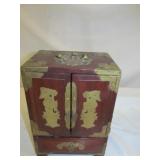 Asian Rosewood & Brass Dresser Jewelry Chest