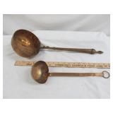 2pc Vintage Copper & Copper Wash Brass Ladles