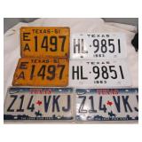 3 Pair - Texas Metal License Plate Sets