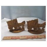 Vintage Cast Iron Covered Wagon Bookends