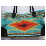 Southwest Style Woven Lined Tote Bag - Wool Duffel