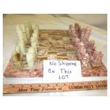 Vintage Carved Onyx Stone Mayan Style Chess Set