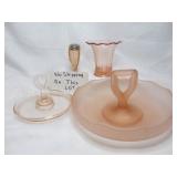4pc Vintage Pink Depression Glass - L E Smith, Etc