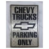 Chevy Trucks Parking Only Metal Sign