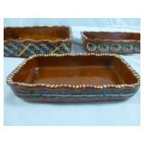 3pc Vintage Mexico Red Ware Hand Painted Pottery