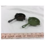 2pc Cast Iron Enamel Mini Skillet Ashtrays