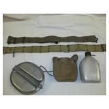 World War II Era Military Canteens, Web Belts, Etc