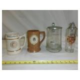 4pc Vintage Ceramic & Glass Beer Steins