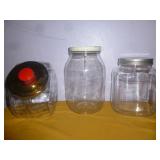 3pc - Glass Canister w/ Lid & Glass 1 Gallon Jars