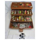 Fenwick Tackle Box w/ Lures, Tackle, Reel