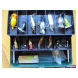 Vintage Umco Molded Tackle Box w/ Lures, Etc.