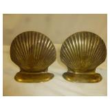Mid Century Heavy Cast Brass Shell Book Ends