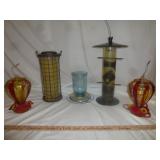 3 Glass Hummingbird Feeders & 2 Bird Feeders