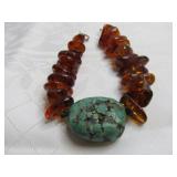 Chunky Baltic Amber & Chinese Turquoise Choker