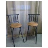 Pair of Folding Metal Frame Bar Stools