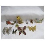 10pc Mid Century Estate Jewelry Brooches & Pins