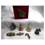 7pc Vintage & Holiday Estate Fashion Brooches