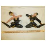Pair of Mid Century Black & Gold Dancer Wall Hangs
